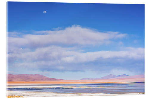 Acrylic print Moon Over Altiplano Landscape in Bolivia