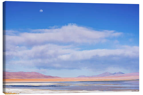 Leinwandbild Mond über Altiplano-Landschaft in Bolivien