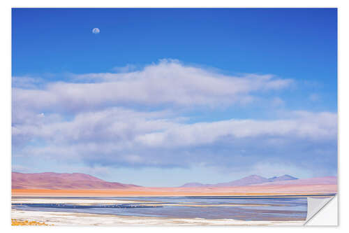 Autocolante decorativo Lua sobre a paisagem do Altiplano na Bolívia