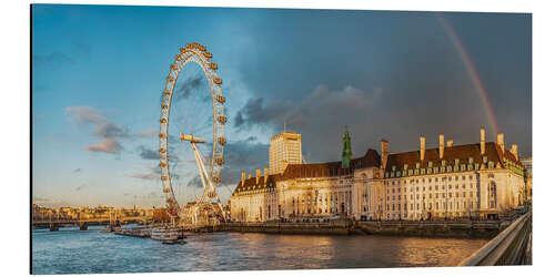 Alubild Londoner Auge und Regenbogen mit herannahendem Sturm
