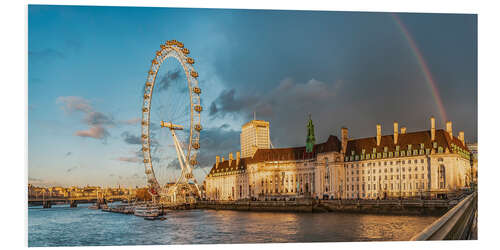 PVC-taulu London Eye and Rainbow with Approaching Storm