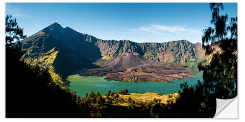 Selvklebende plakat Rinjani Volcano Landscape on Lombok Island in Indonesia