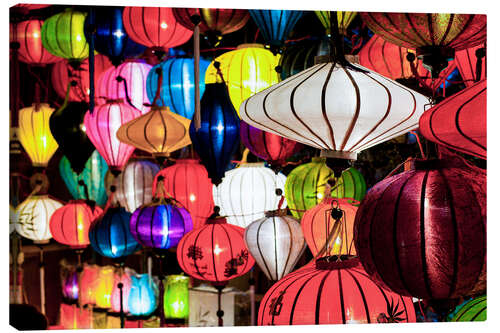 Canvastavla Colourful Chinese Lanterns at Night