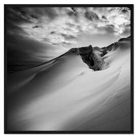 Gerahmter Kunstdruck Dramatische schneebedeckte Berglandschaft und Gletscherspalte