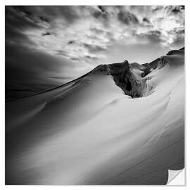 Selvklebende plakat Dramatic Snow Covered Mountain Landscape and Crevasse