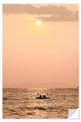 Vinilo para la pared Kayak al atardecer en el océano