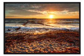 Gerahmter Kunstdruck Sonnenuntergang auf Rügen