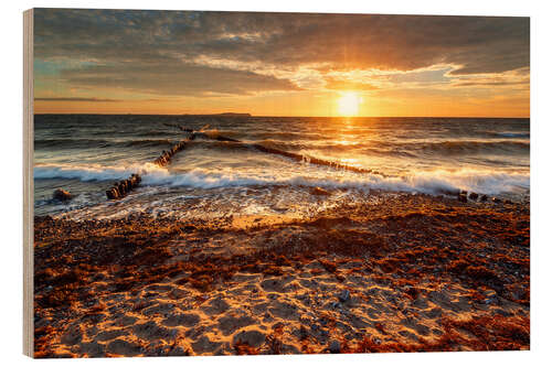 Holzbild Sonnenuntergang auf Rügen