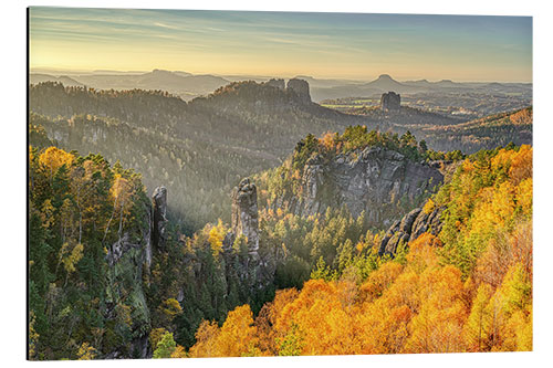 Tableau en aluminium Vue depuis le Carolafelsen en Suisse saxonne