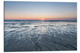 Aluminium print Sunset on the North Sea beach