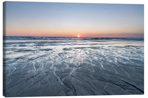 Canvas print Sunset on the North Sea beach