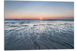 Tableau en plexi-alu Coucher de soleil sur la plage de la mer du Nord