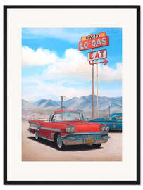 Gerahmter Kunstdruck Roter Oldtimer