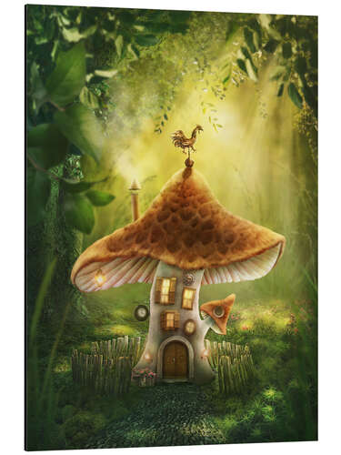 Print på aluminium Magic mushroom house in the forest