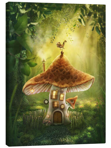 Canvas print Magic mushroom house in the forest