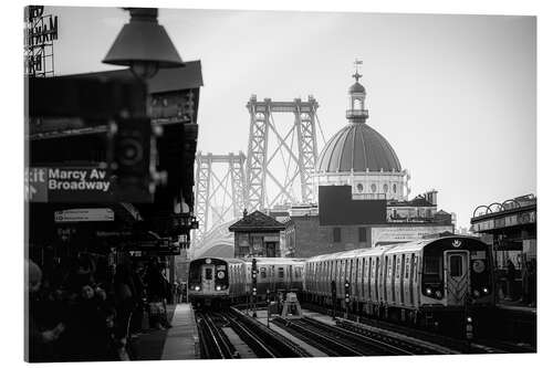 Acrylic print New York Subway, Williamsburg Bridge, Brooklyn