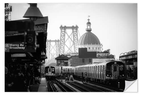 Vinilo para la pared New York Subway, Williamsburg Bridge, Brooklyn