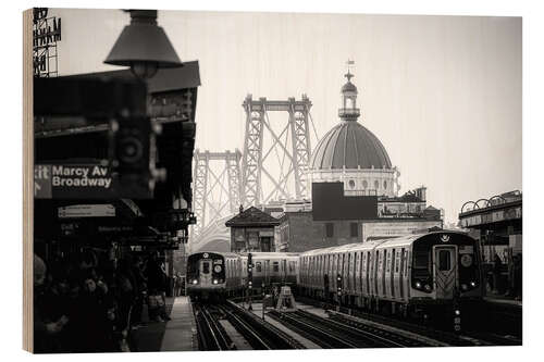 Cuadro de madera New York Subway, Williamsburg Bridge, Brooklyn