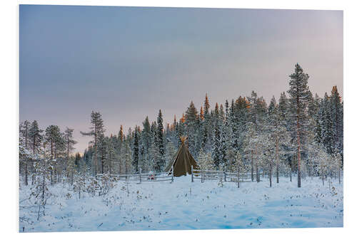 Foam board print Camping in a Remote Forest Landscape