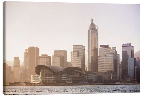 Stampa su tela Skyline di Hong Kong al tramonto