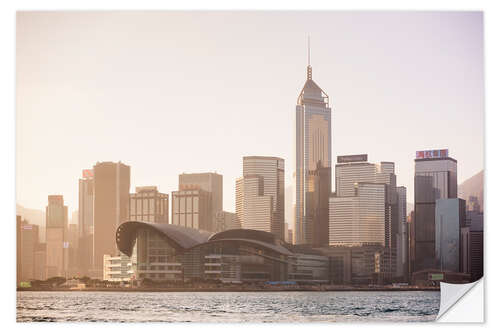 Selvklebende plakat Hong Kong Skyline at Sunset