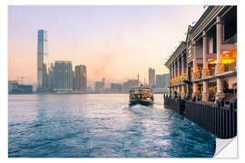 Selvklebende plakat Star Ferry and Kowloon Skyline in Hong Kong