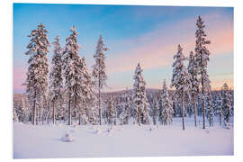 Tableau en PVC Coucher de soleil spectaculaire sur le pays des merveilles de l'hiver arctique