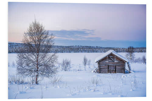 Foam board print Remote Cabin in a Winter Wonderland Landscape