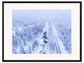 Impression artistique encadrée Antenne de paysage d'hiver