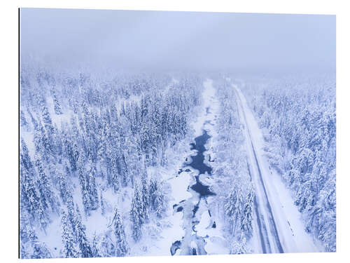 Tableau en plexi-alu Antenne de paysage d'hiver