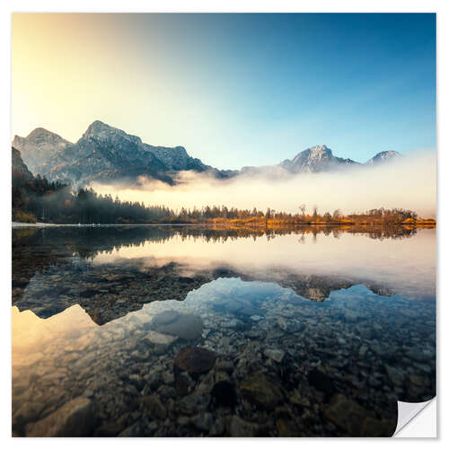 Vinilo para la pared Reflexión en el Almsee al amanecer.