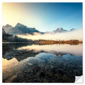 Wall sticker Reflection at the Almsee at sunrise