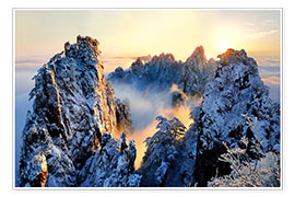 Wall print  Sunrise on Mount Huang Shan - Adam Wong