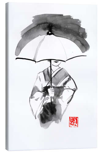 Leinwandbild Geisha Regenschirm