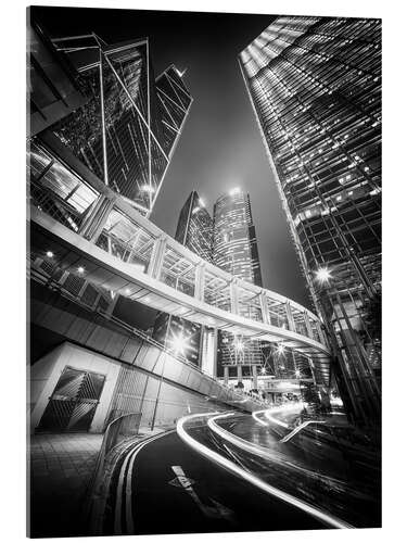 Acrylic print Hong Kong black and white