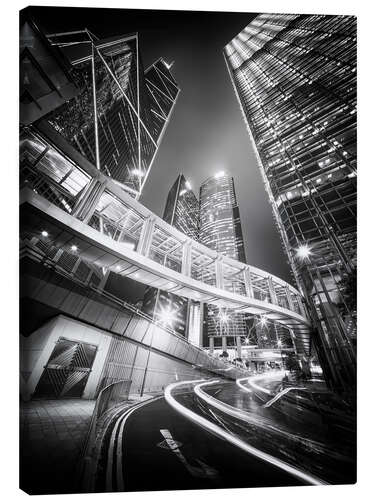 Leinwandbild Hongkong schwarzweiß