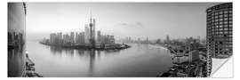 Selvklebende plakat Pudong Skyline Panorama in Shanghai