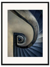 Gerahmter Kunstdruck Blaue und cremefarbene Treppe