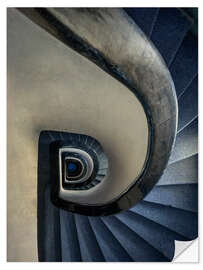 Selvklebende plakat Blue and cream staircase