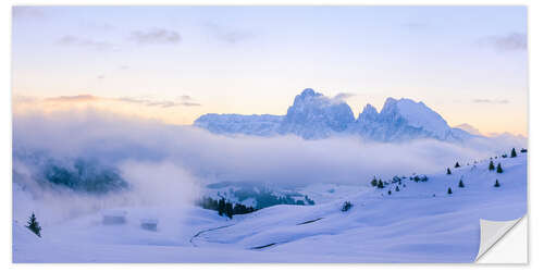 Sticker mural Langkofel et Plattkofel depuis l'Alpe di Siusi