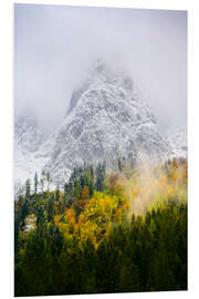 Foam board print Onset of winter at Lower Gosau Lake