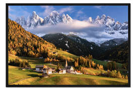 Gerahmter Kunstdruck Herbst im Villnösstal