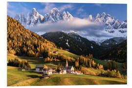 Foam board print Autumn in the Villnöss valley