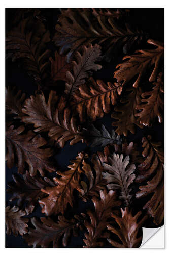 Wall sticker Rustling autumn leaves in dark tones