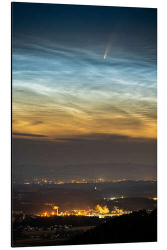 Aluminium print Comet NEOWISE and noctilucent clouds over Austria