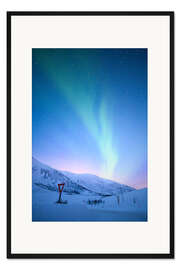 Gerahmter Kunstdruck Polarlicht in der Abenddämmerung