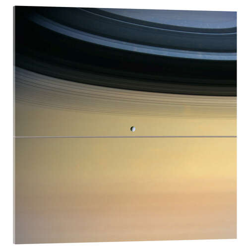 Acrylglas print Saturn and its moon Dione