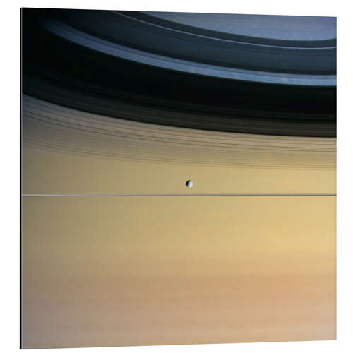 Tableau en aluminium Saturne et sa lune Dione