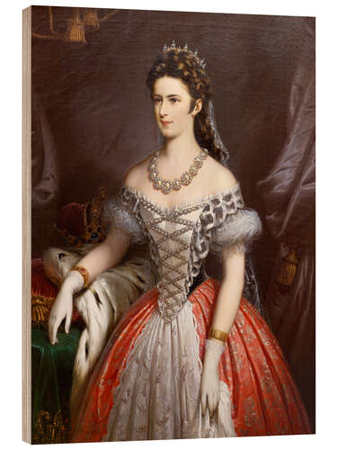 Wood print Empress Elisabeth in Hungarian magnate costume