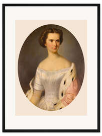 Gerahmter Kunstdruck Portrait der jungen Kaiserin Elisabeth mit Hermelinumhang